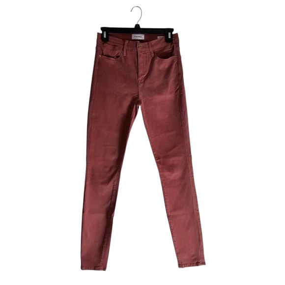 Frame Denim Le High Rise Skinny Mid Rise Rose Pink Jeans 27 Preowned - Picture 1 of 9